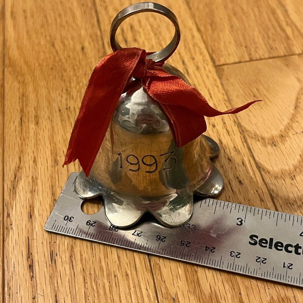 1993 bell engraved, India handmade, silver-plated, international silver and co